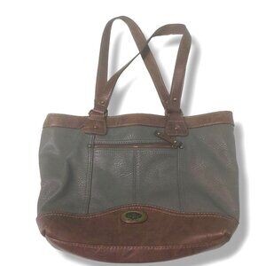 BOC shoulder bag two-tone grey/brown vinyl magnetic closure